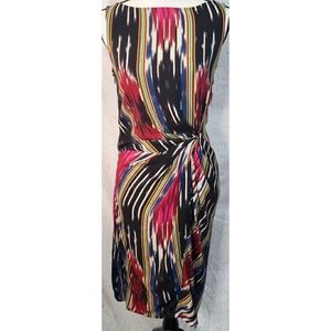 Thakoon Colorful Silk Ikat Sheath Dress Pink Black Blue Green Sleevless Ruches